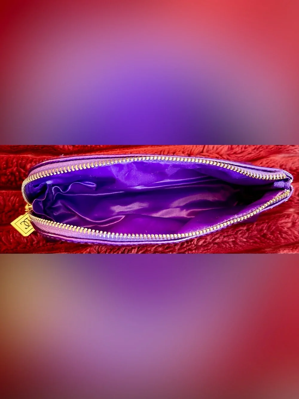 Purple Metallic Zip Pouch – Women’s Accessory